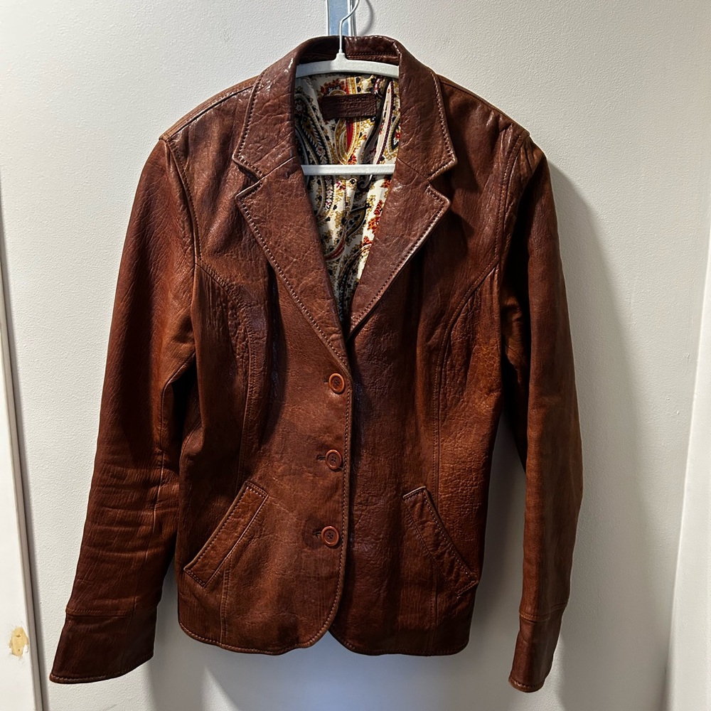 Genuine Brown Italian Leather Women's blazer